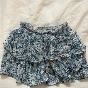 Paisley Print Mini Skirt - Blue